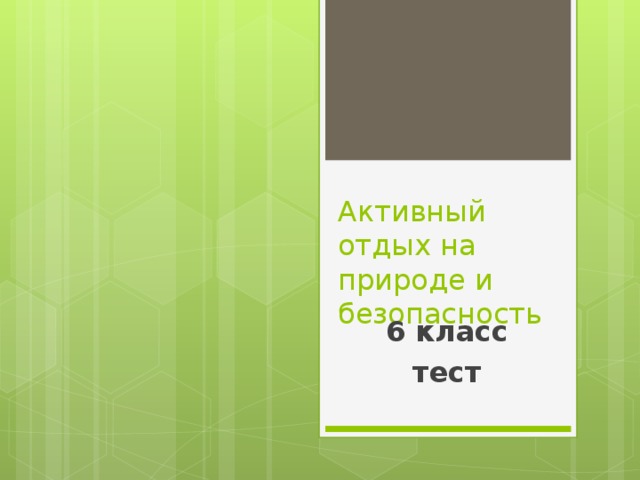 Активный отдых на природе и безопасность 6 класс тест