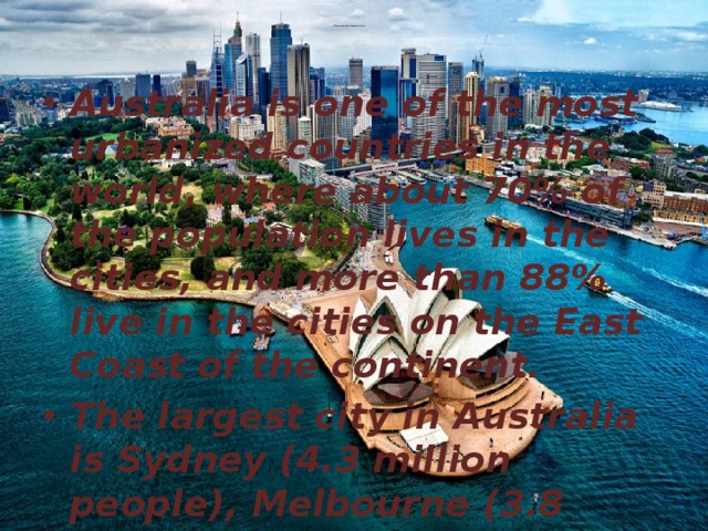 The main Australian cities