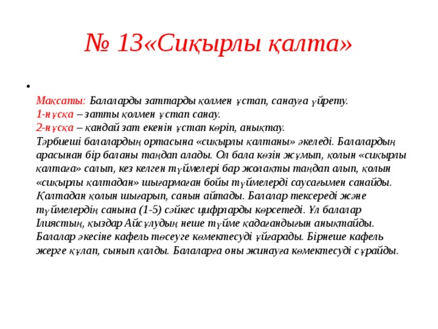 № 13«Сиқырлы қалта»