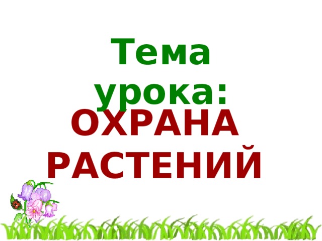 Тема урока: ОХРАНА РАСТЕНИЙ