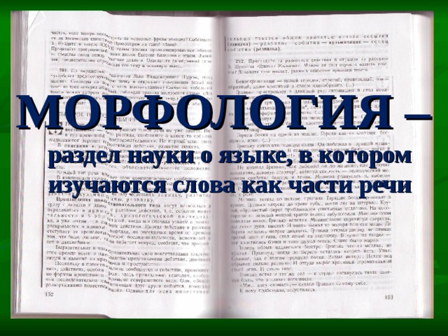 МОРФОЛОГИЯ –  раздел науки о языке, в котором изучаются слова как части речи