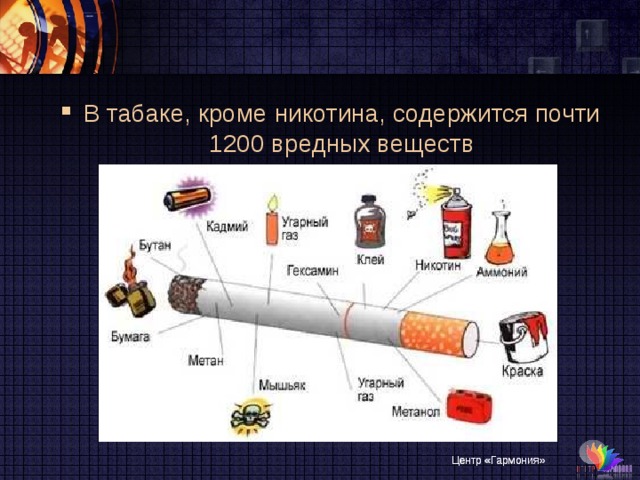 В табаке, кроме никотина, содержится почти 1200 вредных веществ