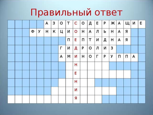 Правильный ответ Ф У А З Н О К Т Ц С И О П Г О И Е А Д Н Д М П Е А И Л Т Р Р Н Ж Н И Ь О Е О Л А Д Н Н А Щ Г И Н И И Я З Р А Я Е У Я П П А