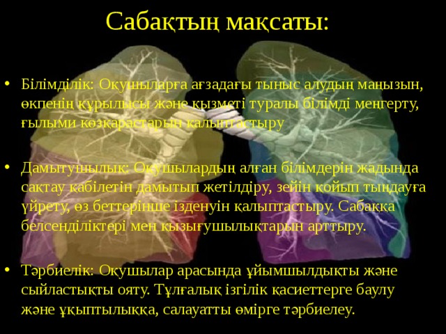 Сабақтың мақсаты: