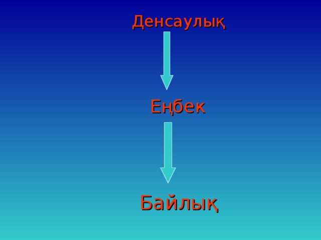 Денсаулық  Еңбек  Байлық