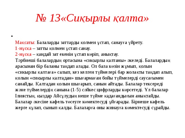 № 13«Сиқырлы қалта»