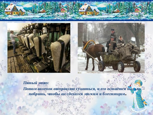 Пятый этап: Потом валенок отправляю сушиться, и его остаётся только побрить, чтобы он сделался мягким и блестящим .