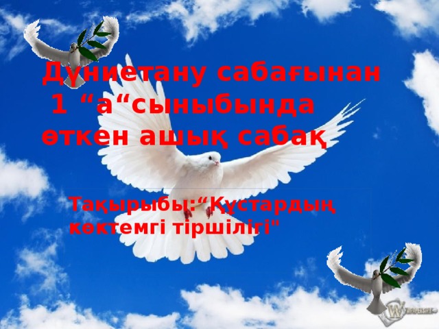 Дүниетану сабағынан  1 “а“сыныбында өткен ашық сабақ Тақырыбы:“Құстардың көктемгі тіршілігі