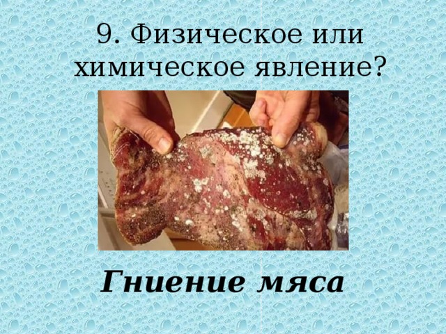 9. Физическое или химическое явление ? Гниение мяса