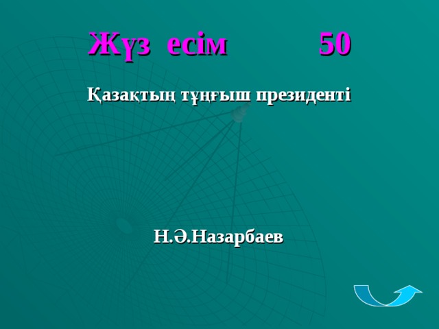 Жүз есім 50 Қазақтың тұңғыш президенті     Н.Ә.Назарбаев