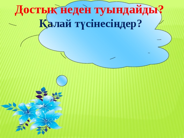 Достық неден туындайды?  Қалай түсінесіңдер?