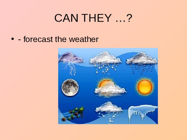 - forecast the weather