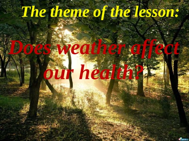 The theme of the lesson:  Does weather affect our health?