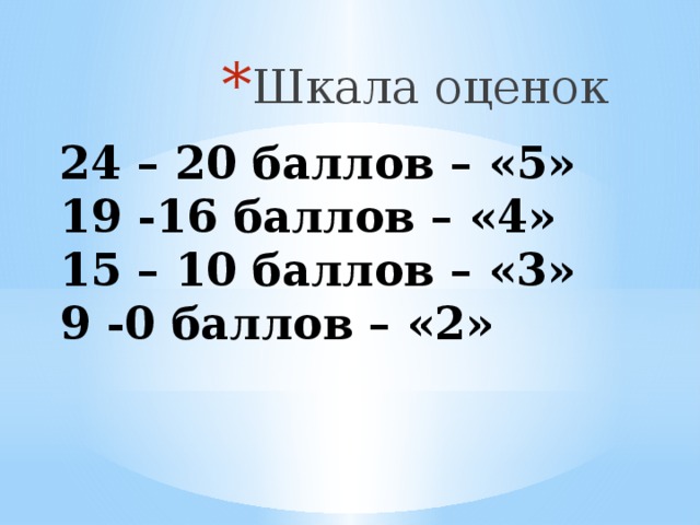 Шкала оценок Шкала оценок Шкала оценок Шкала оценок Шкала оценок Шкала оценок Шкала оценок