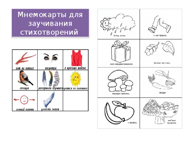 Мнемокарты для заучивания стихотворений