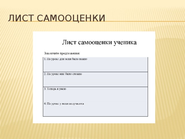 Лист самооценки