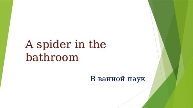 A spider in the bathroom В ванной паук