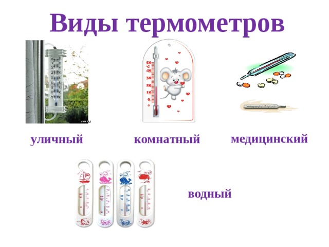 Виды термометров медицинский уличный комнатный водный