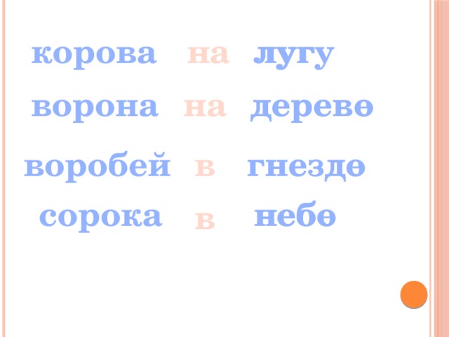 корова луг лугу на ворона дерево на дереве воробей гнездо в гнезде сорока небе небо в