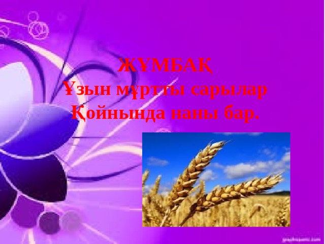 ЖҰМБАҚ Ұзын мұртты сарылар Қойнында наны бар.