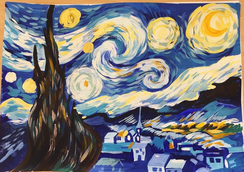 Картина звездная ночь ван. «Звёздная ночь» Ван Гог. Картина Ван Гога Звездная ночь. Ван Гог Звездная ночь сен Реми. Ван Гог Звездная ночь копия.