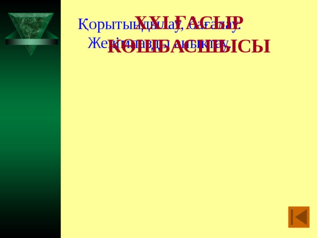 XXI ҒАСЫР КӨШБАСШЫСЫ Қорытындылау, бағалау. Жеңімпазды анықтау.