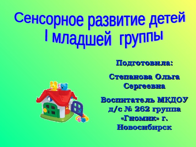 Подготовила: Степанова Ольга Сергеевна Воспитатель МКДОУ д/с № 262 группа «Гномик» г. Новосибирск