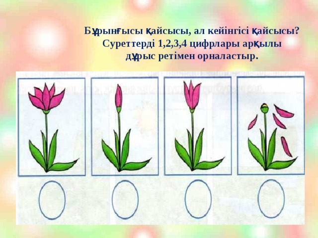 Бұрынғысы қайсысы, ал кейінгісі қайсысы? Суреттерді 1,2,3,4 цифрлары арқылы дұрыс ретімен орналастыр.