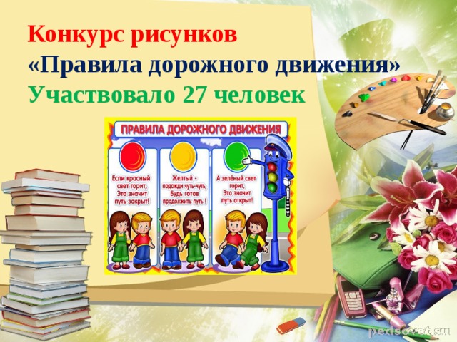 Конкурс рисунков  «Правила дорожного движения»  Участвовало 27 человек