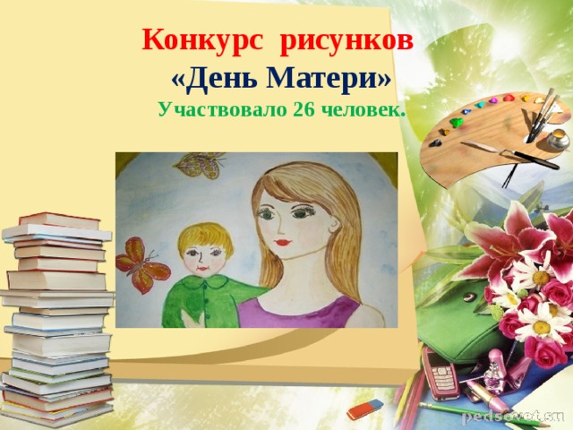 Конкурс рисунков  «День Матери»  Участвовало 26 человек.