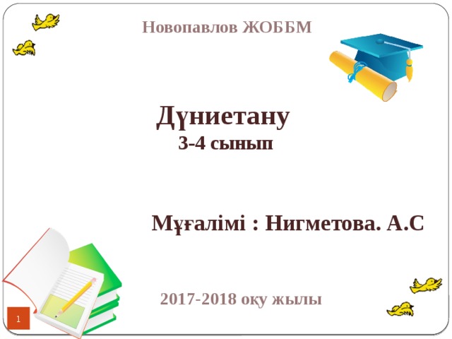 Новопавлов ЖОББМ Дүниетану  3-4 сынып    Мұғалімі : Нигметова. А.С 2017-2018 оқу жылы