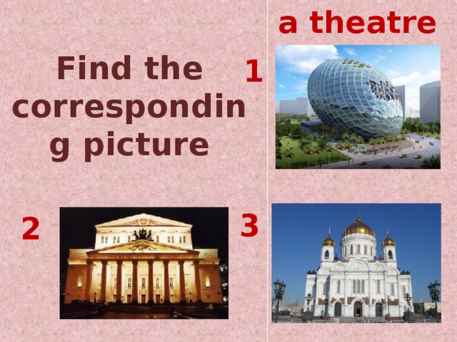 a theatre Find the corresponding picture 1 3 2