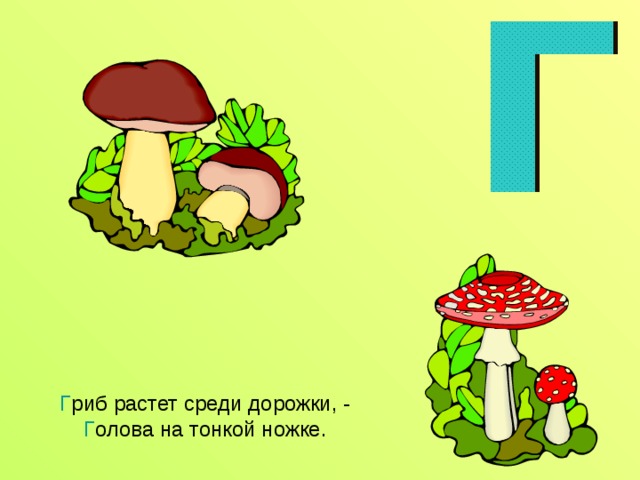 Г риб растет среди дорожки, -  Г олова на тонкой ножке.