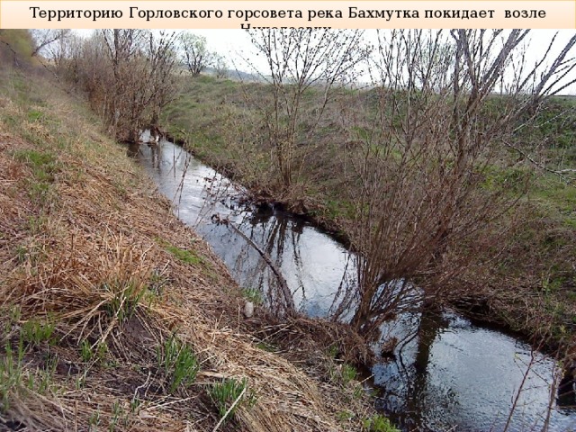 Территорию Горловского горсовета река Бахмутка покидает  возле  Николаевки. 