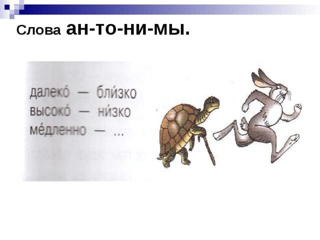 Слова ан-то-ни-мы.