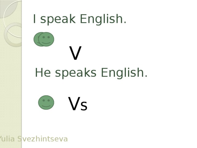 I speak English. He speaks English. V V s Yulia Svezhintseva