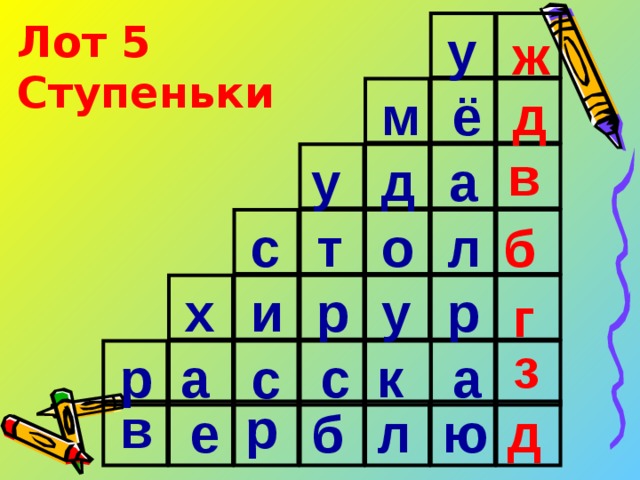 Лот 5 Ступеньки у ж д м ё в у а д б с т о л р у р и х г з к а р а с с в р ю л б е д