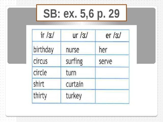 SB: ex. 5,6 p. 29