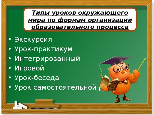 Типы уроков окружающего мира по формам организации образовательного процесса