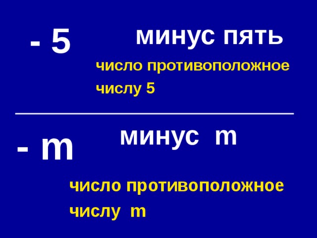 - 5 минус пять число противоположное числу 5 минус m - m число противоположное числу m