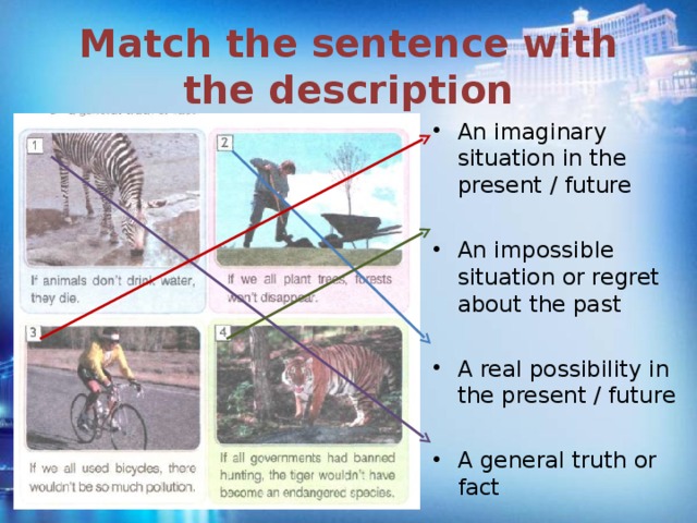 Match the sentence with the description