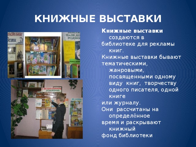 Описание книжной выставки в библиотеке