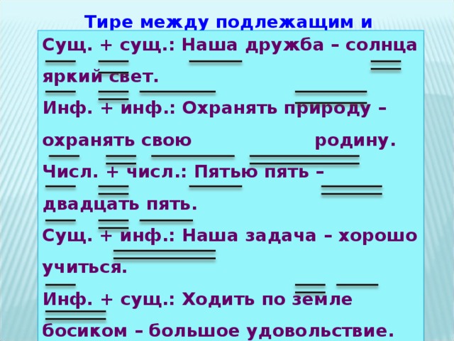 Тире между подлежащим и сказуемым 5 класс презентация 5 класс