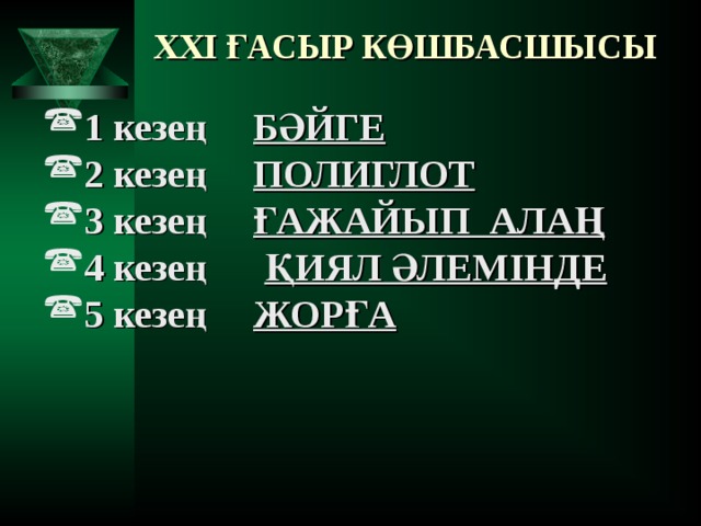 XXI ҒАСЫР КӨШБАСШЫСЫ