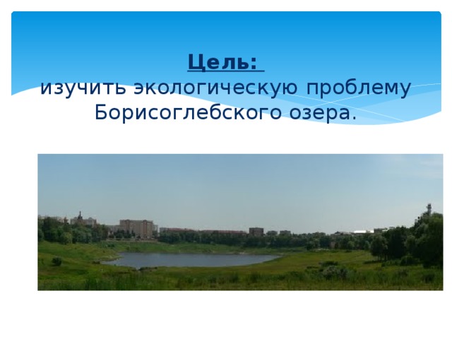 Цель:  изучить экологическую проблему Борисоглебского озера.