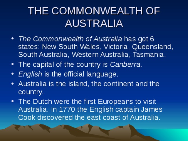 THE COMMONWEALTH OF AUSTRALIA