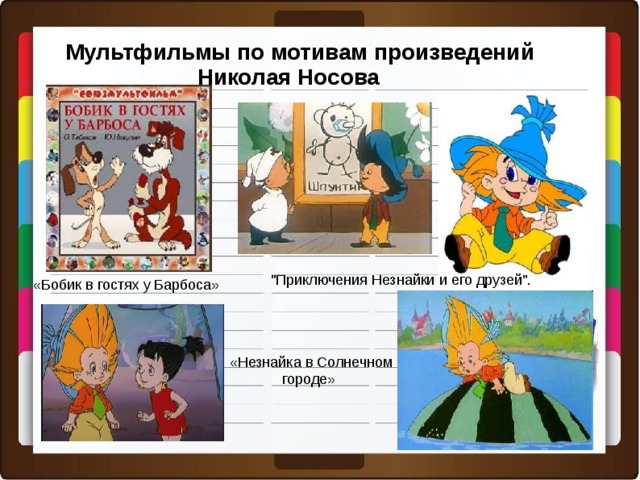 Мультфильмы по мотивам произведений  Николая Носова 
