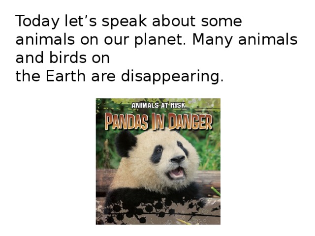 Today let’s speak about some animals on our planet. Many animals and birds on  the Earth are disappearing.
