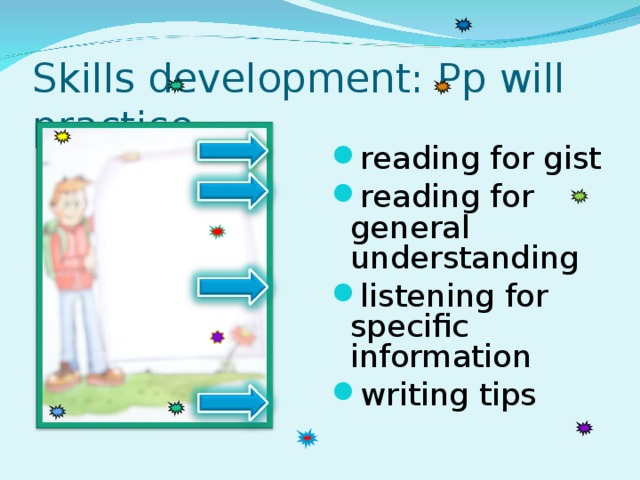 Skills development: Pp will practice