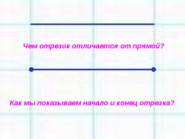 Чем отрезок отличается от прямой? Как мы показываем начало и конец отрезка?